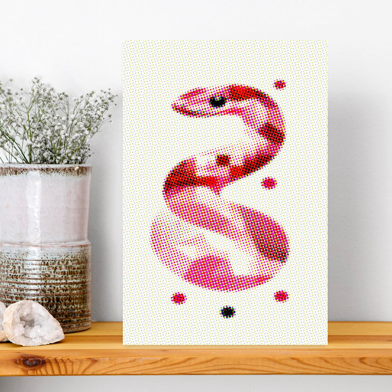 Pink Dotted Snake Abstract Minimalist Modern Snake Wall Art Print 1 Piece Wrapped Canvas Wall Art, 45.72cm H x 30.48cm W