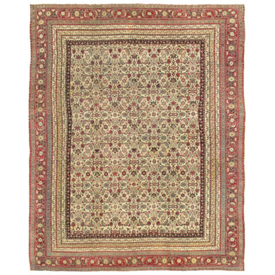 Agra One-of-a-Kind Rectangle 12'3" x 14'10" 2010s Rectangle Wool Area Rug in