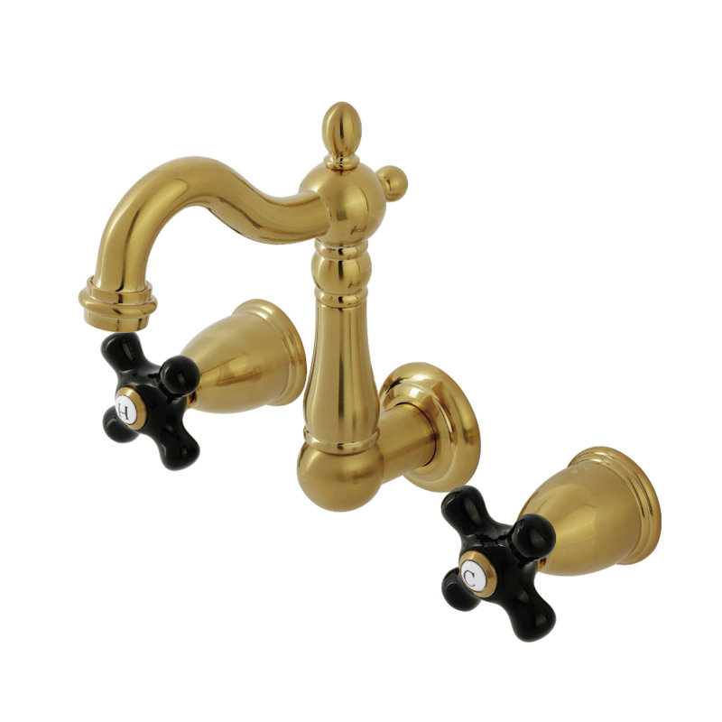 Kingston Brass Duchess Two-Handle Wall Mount Bathroom Faucet, Brushed Brass