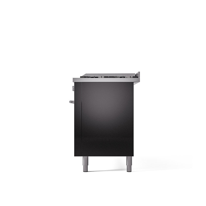ILVE Professional Plus II 60 in Dual Fuel Range 9 Burner, Griddle, Glossy Black/Stainless Steel, Natural Gas