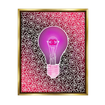 Ba-761-Floater Glam Brand Lightbulb Pattern Framed On Canvas by Amelia Noyes Print -  Stupell Industries, ba-761_ffg_16x20