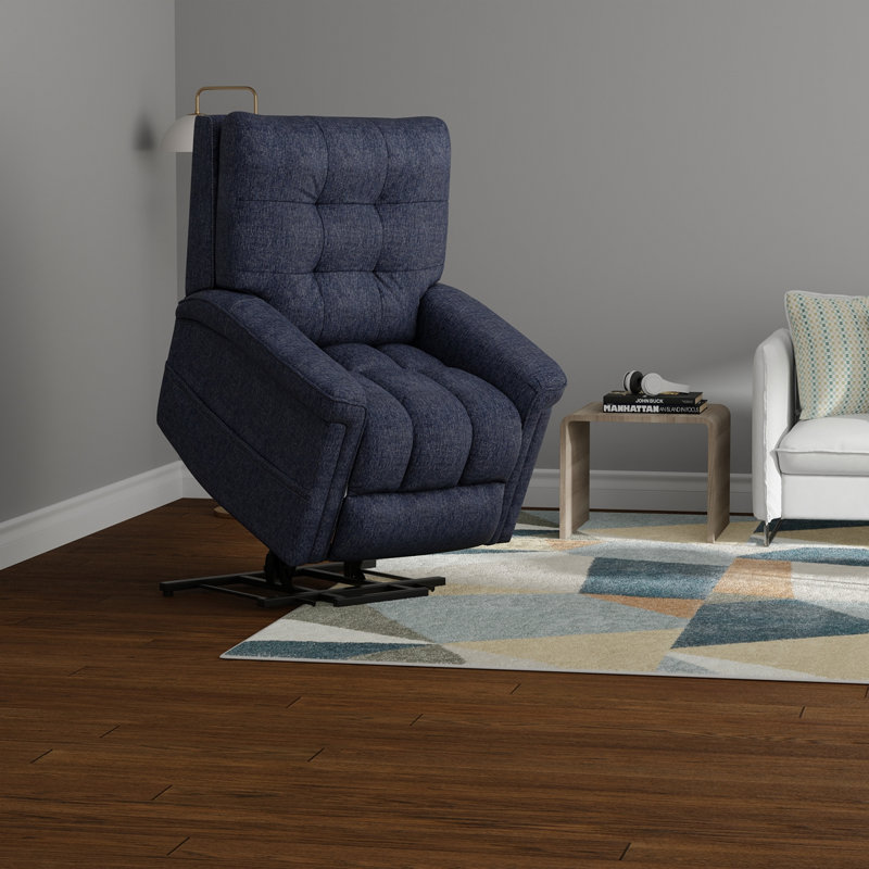 Velour Power Lift Chair In Lugano Indigo