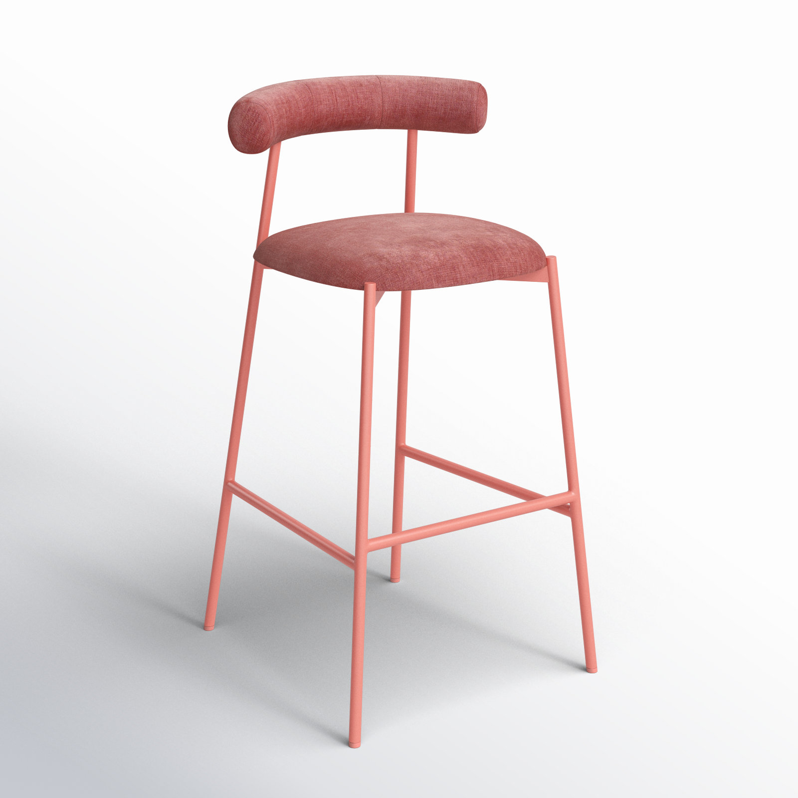 Geraldina Velvet Bar & Counter Stool, Bar Stool (29.1” Seat Height), Mauve