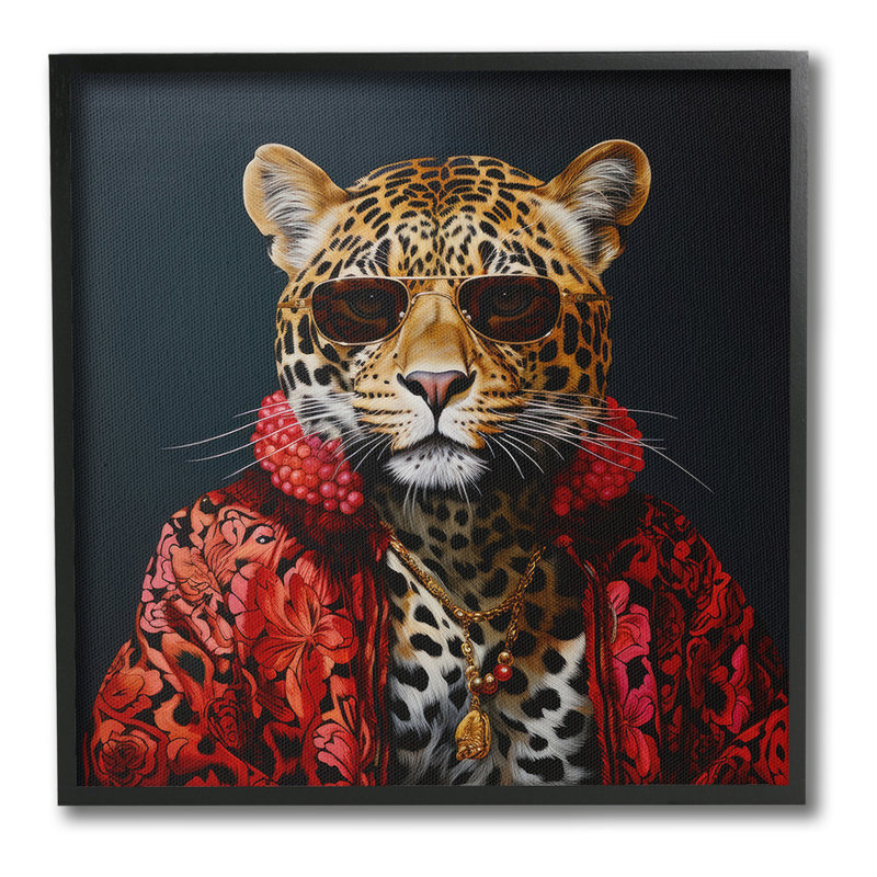 Tendance léopard encadrée par Giclee par Lazar Studio, Giclée encadrée noir minuit, H 24 po x l 24 po