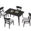Table de salle à manger de style Mid-Century 5 pièces, une table en faux bois et 4 chaises rembourrées, une structure de pieds en bois d'hévéa, une table rectangulaire avec structure robuste, une surface facile d'entretien et un support stable-741562359-741562352-741562348