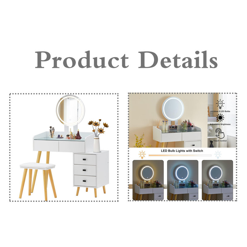 Table de coiffeuse avec tabouret 1pc