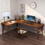 Walnut L-Shaped Solid Wood desk-111069090-111069092