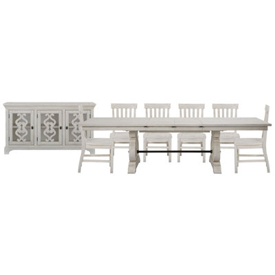 Extendable Rectangular Dining Table With 6 Side Chairs And Server