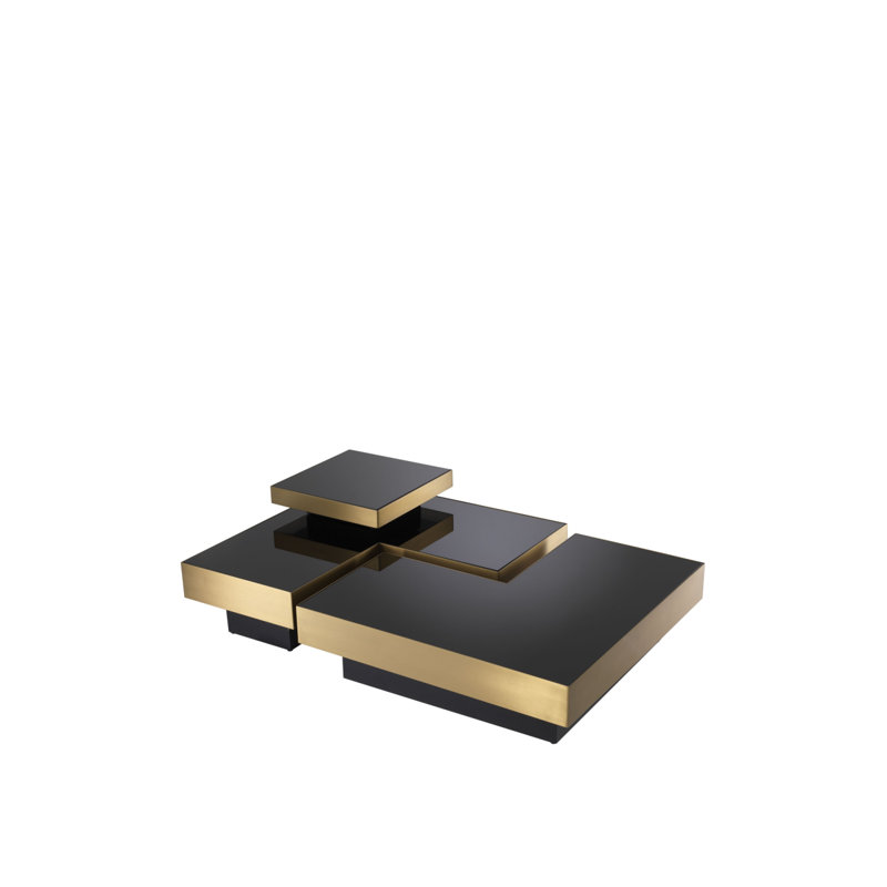 Nio Glass Coffee Table, Brushed Brass