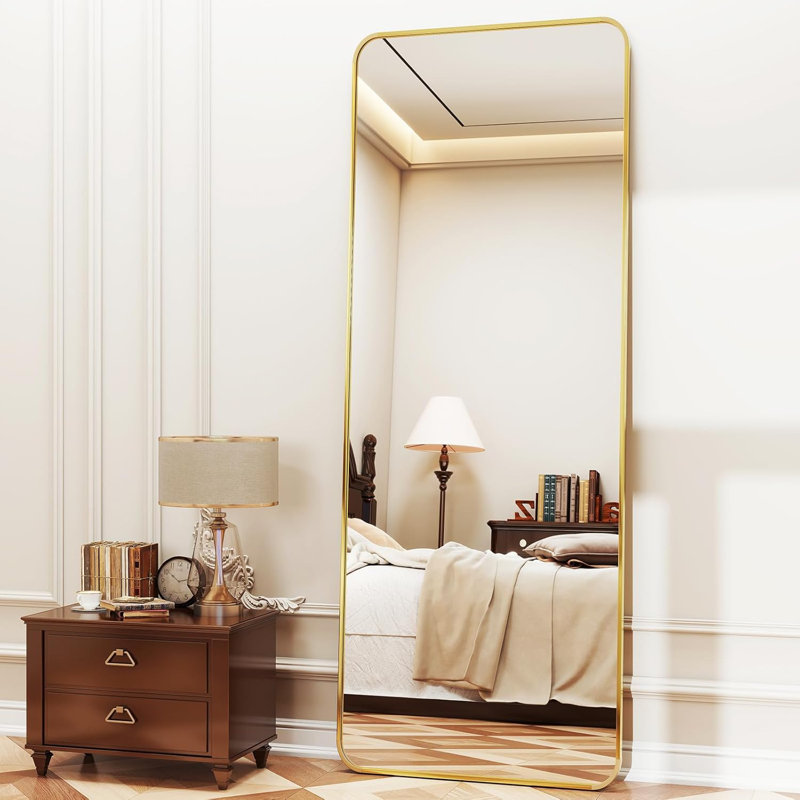 Full Length Mirror With Aluminum Alloy Frame, Shatter-Proof Glass, Wall Or Floor Standing Mirror For Bedroom, Bathroom, Living Room, Dressing Room, Gym
