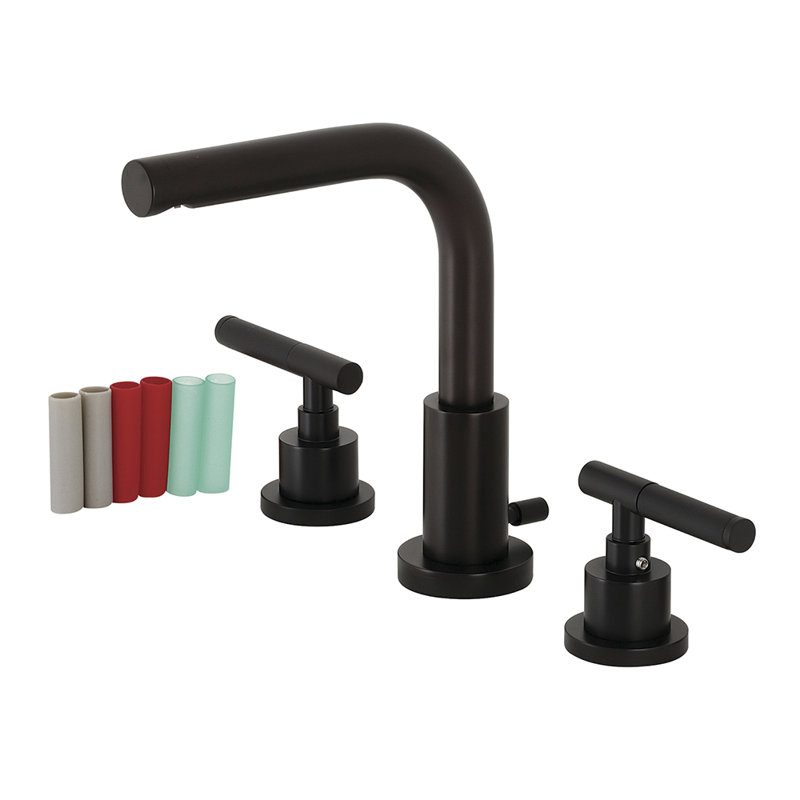Robinet de salle de bain espacé avec ensemble de drain Kaiser, Noir mat