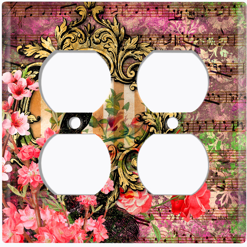 Patterned 2 - Gang Duplex Outlet Standard Wall Plate