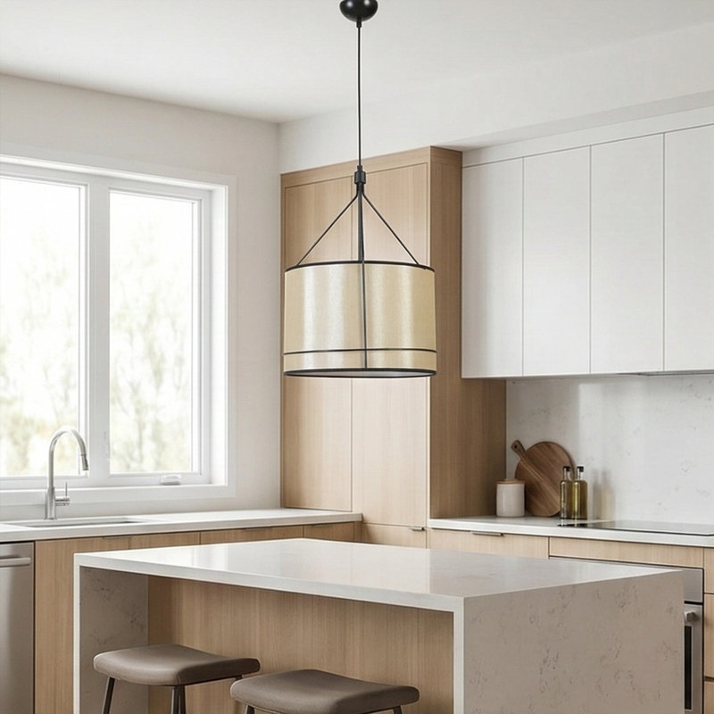 Lustre cylindrique à hauteur ajustable Aura, Doré chaud