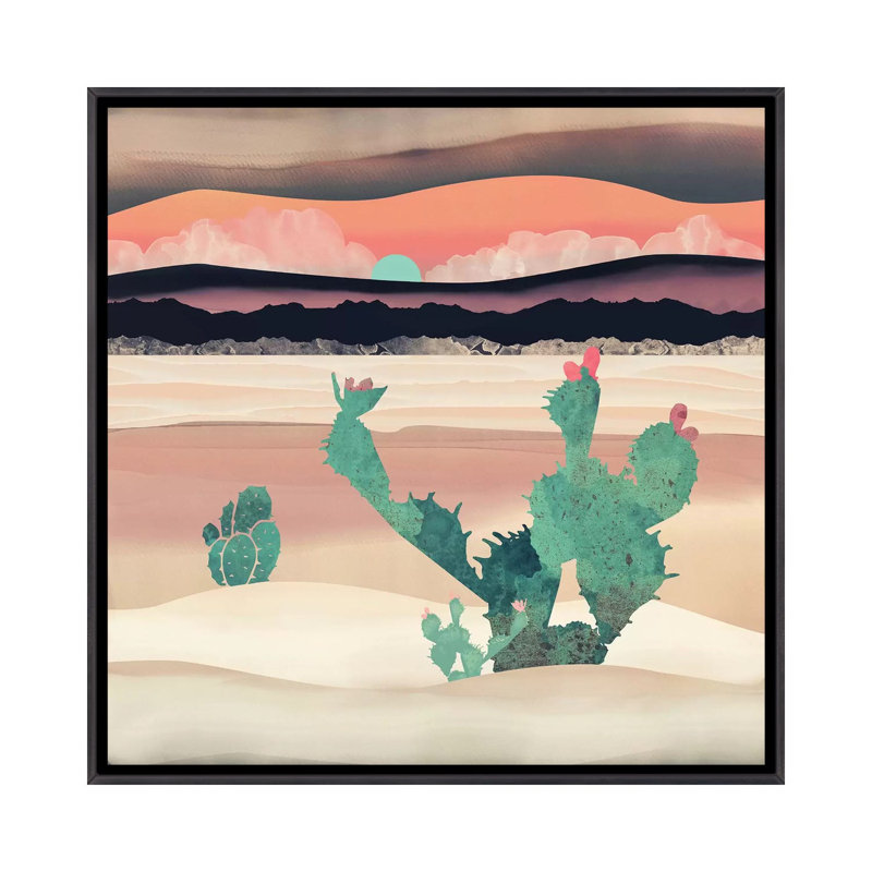 Désert du désert - impression d'art graphique, H 37 po x l 37 po x P 1,5 po, Pas de tapis, Toile avec cadre noir patiné