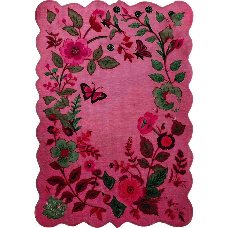 Tapis décoratif moderne à motif floral rose à motif de vignes et de roses Shape Collection