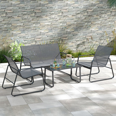 Outsunny 4 Piece Garden Furniture Set Outdoor Patio Sofa Set Light Grey