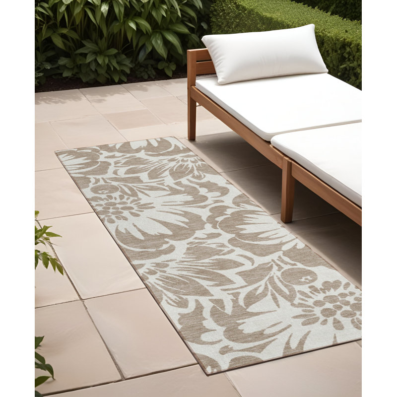 Tapis de couloir intérieur antidérapant 8 pi taupe et ivoire