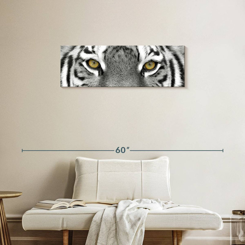 Œil de tigre blanc sur toile, H 12 po x l 36 po x P 1,25 po