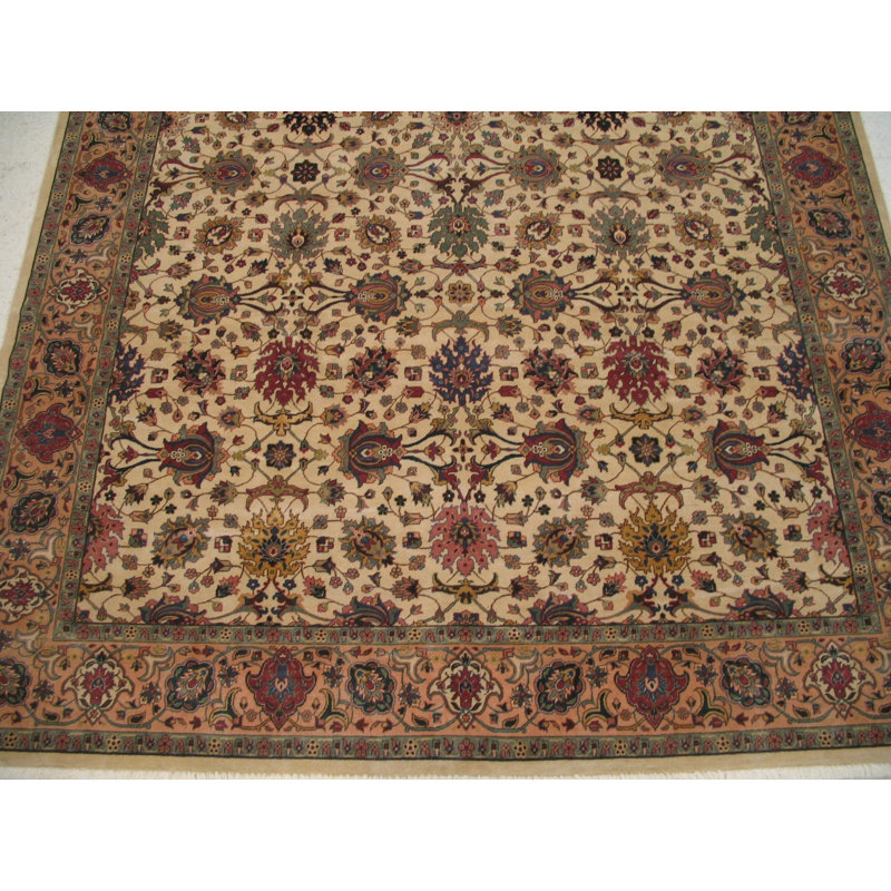 Oriental Hand-Knotted Wool Beige/Salmon Area Rug, Rectangle 12'8" x 18'6"