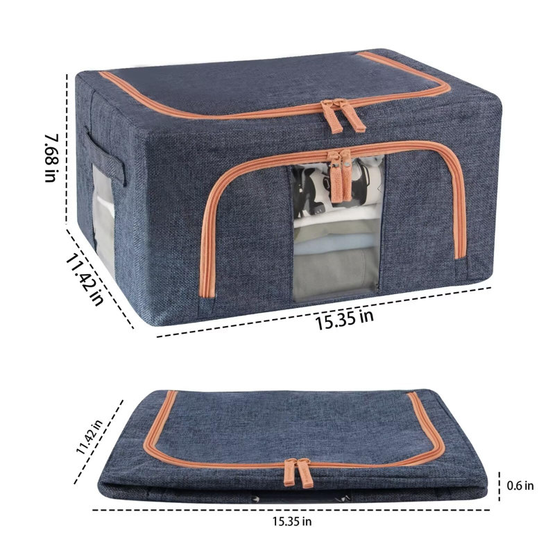 Sac de rangement en lin Rebrilliant, Bleu marine
