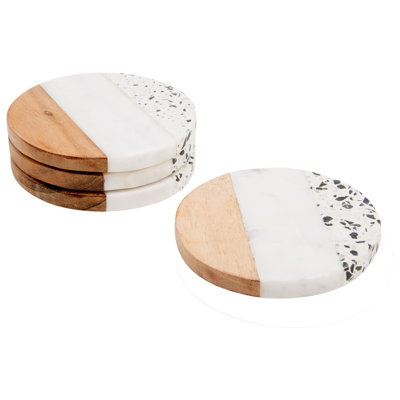 Wood Round 4 Piece Coaster Set
