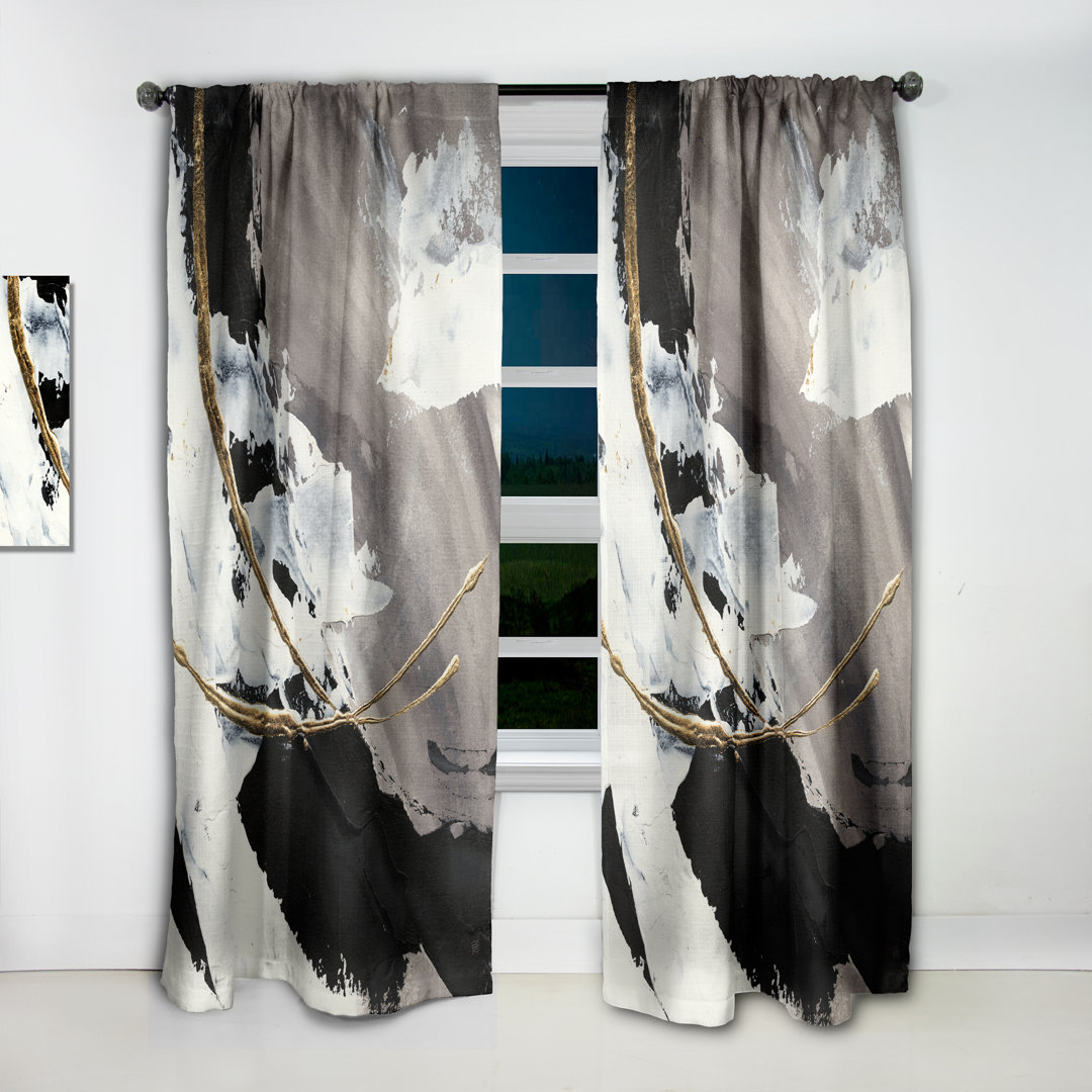 Glam Painted Arcs II - Linen Curtain East Urban Home Size per 