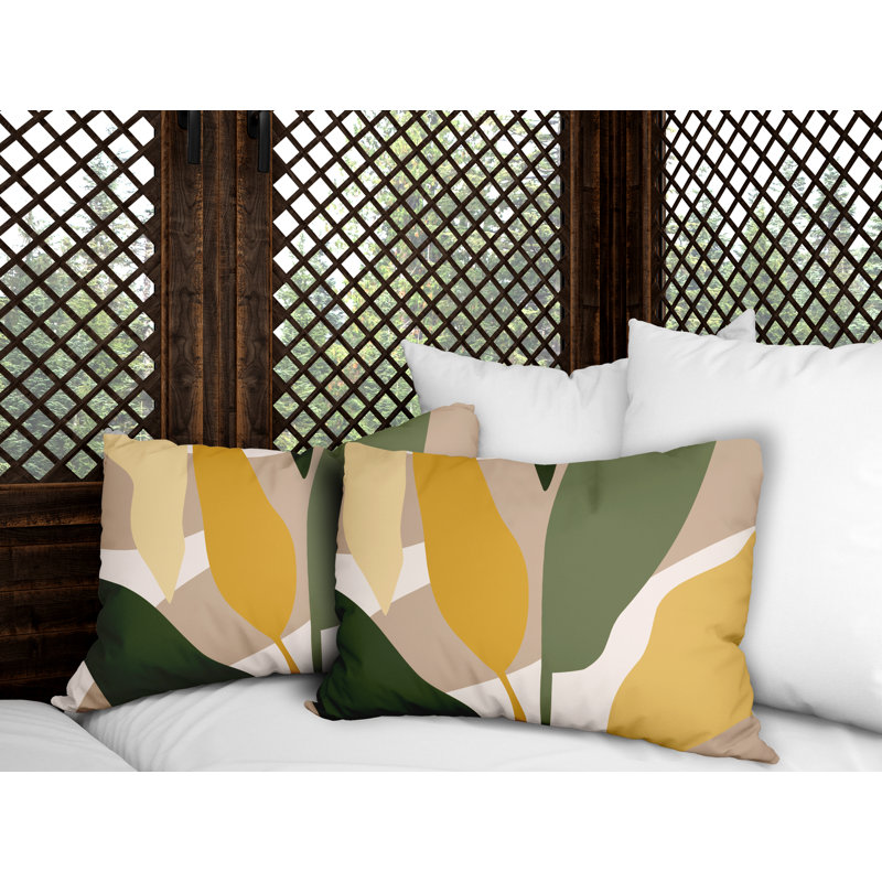 Glittered Outdoor Reversible Throw Pillow, Yellow/Beige