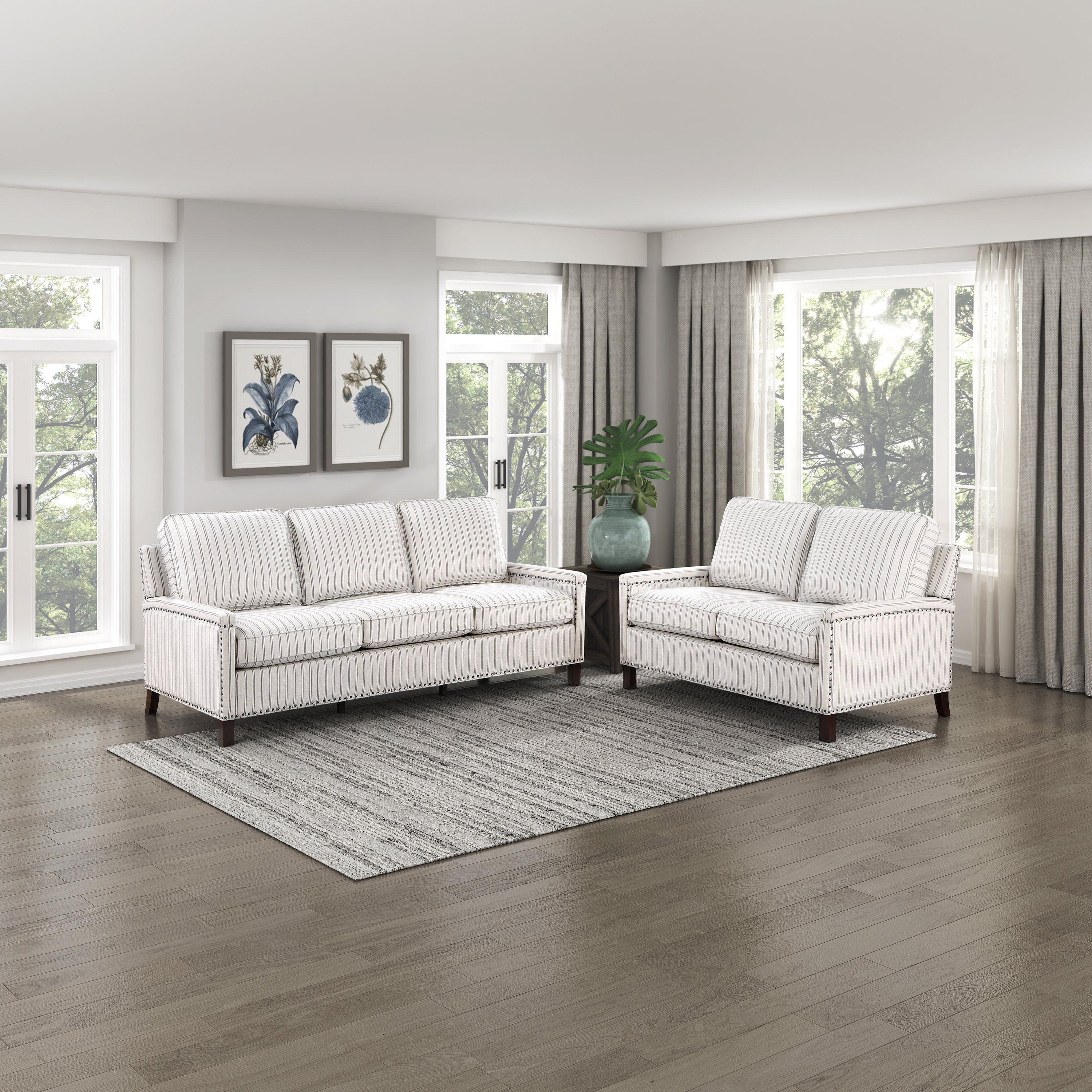 Ebern Designs Lenzini 2-Piece Fabric Upholstered Living Room Set ...
