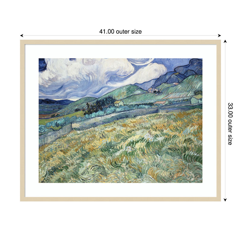 «Van Gogh Landscape with Clouds II» par Wood, reproduction d'art encadrée, H 33 po x l 41 po
