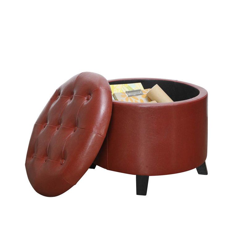 Repose-pieds rond en cuir 19,75 po Amable, Similicuir bourgogne