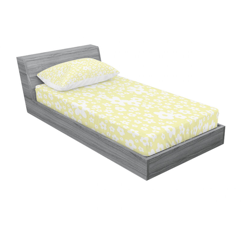 Microfiber Paisley Sheet Set, Twin XL Sheet Set with Fitted Sheet, Yellow/White Floral