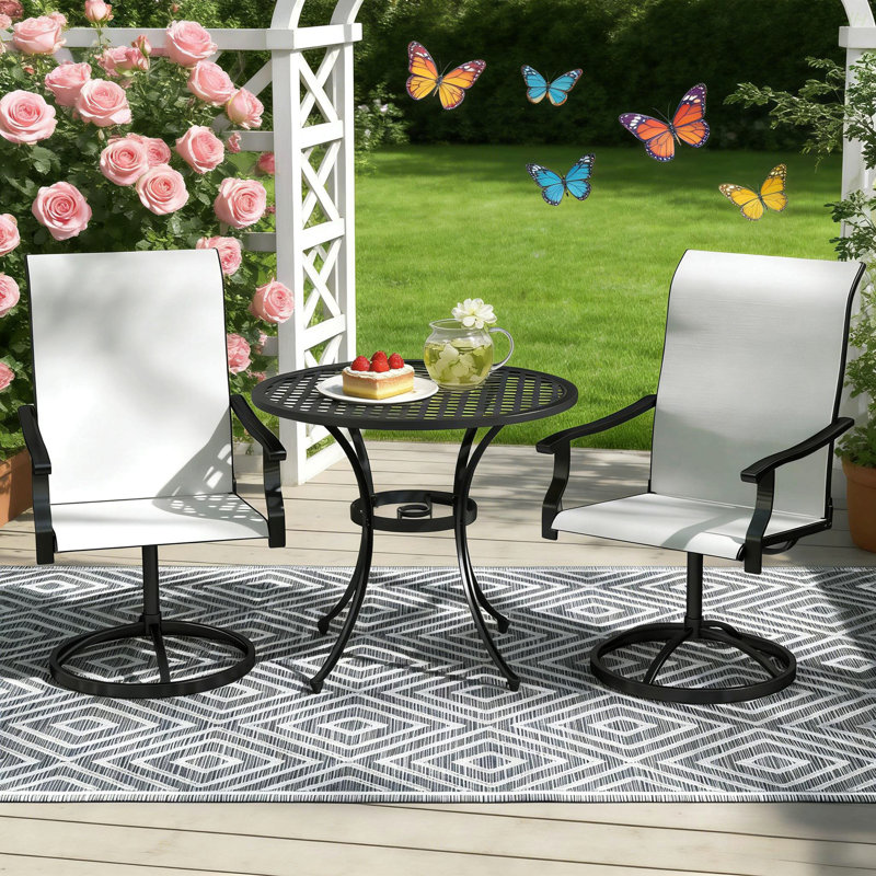 Ensemble de 2 chaises d'extérieur, chaises pivotantes, Crème