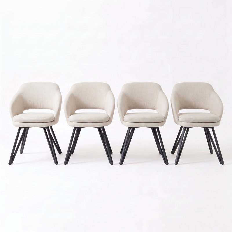 48.5cm H Upholstered Side Chair, 4, Linen-Beige