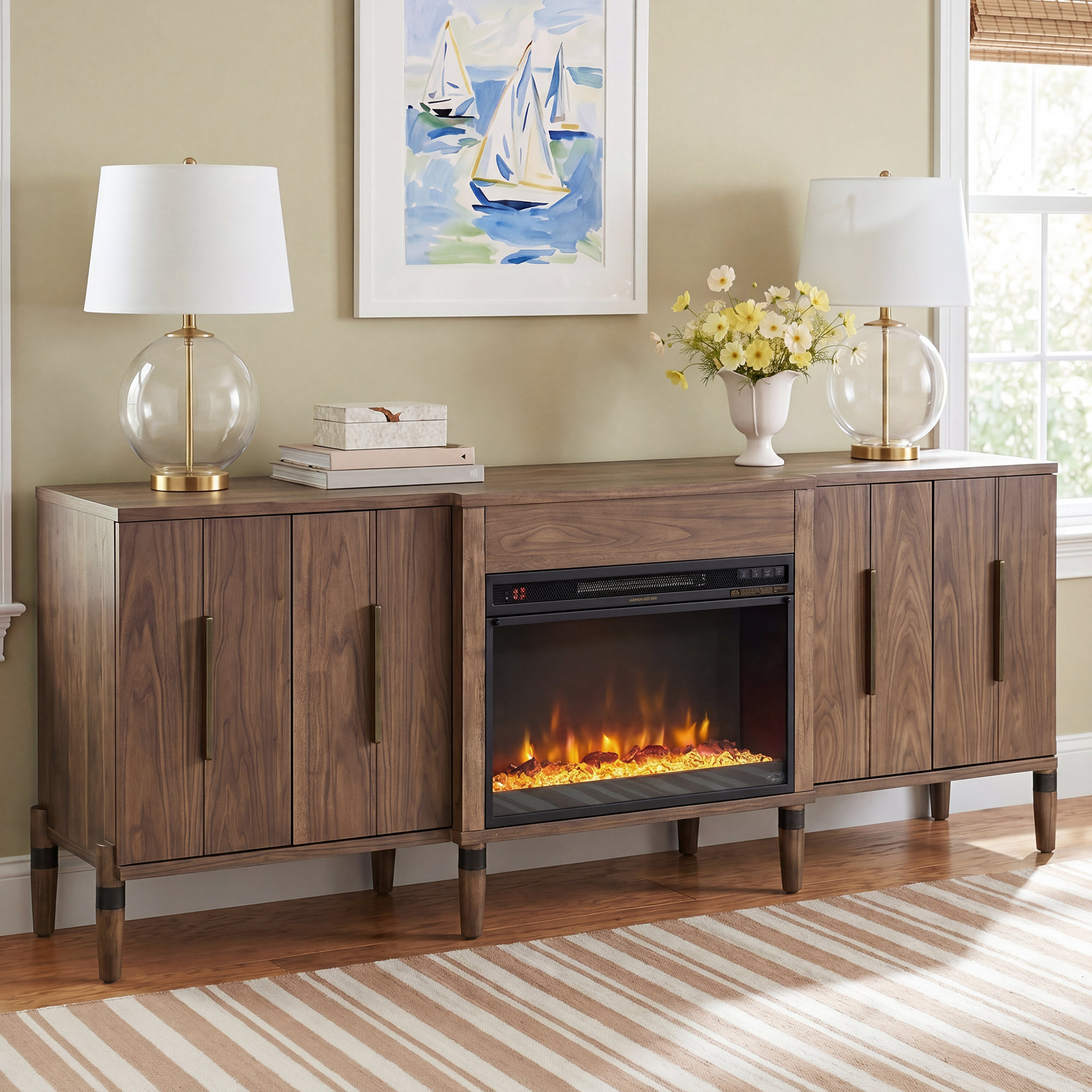 Conner Electric Fireplace TV Stand, 16"H x 78"L x 28"W