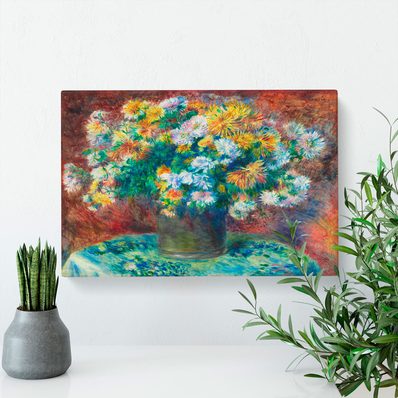 Chrysanthemums by Pierre-Auguste Renoir - Wrapped Canvas Painting, 35cm H x 50cm W x 3cm D