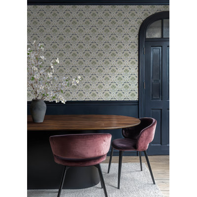 Woodbury Black Floral Damask Wallpaper