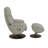 Kandoro Gray Top Grain Leather Accent Chair With Swivel & Ottoman