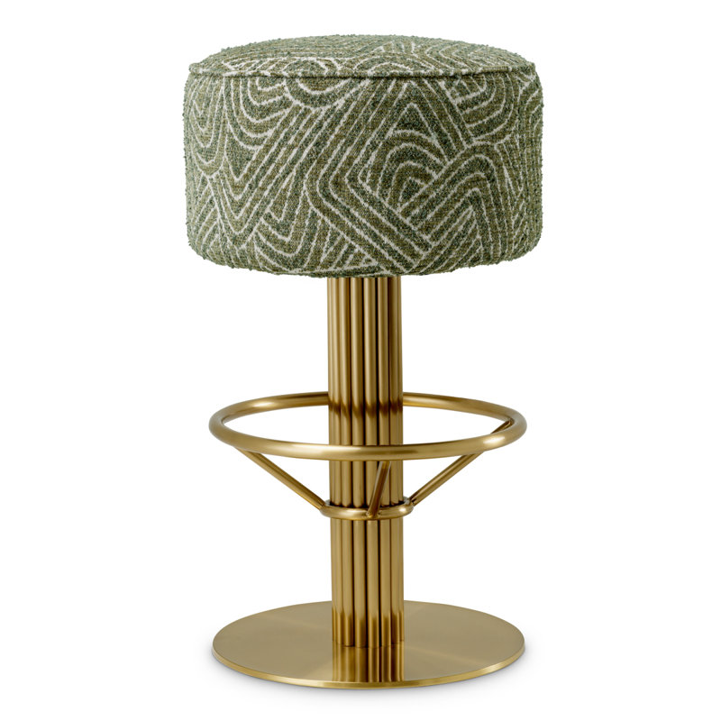 Carleton Upholstered Bar Stool with Metal Frame, Camari Green, Bar Stool (30.71" Seat Height)