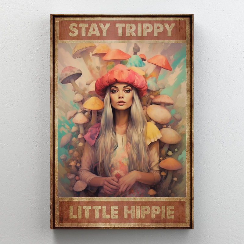 «Mushroom Stay Strippy Little Hipppie», impression sur toile, H 36 po x l 24 po x P 1,25 po