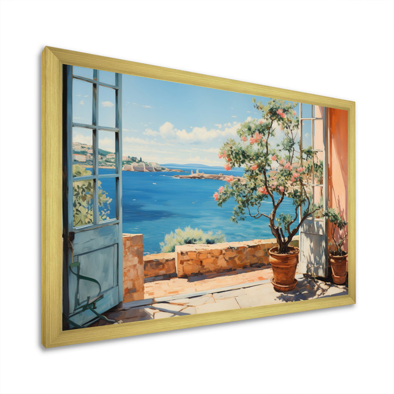 La Dolce Creativita Beachside II sur toile, Encadrement doré, H 34 po x l 44 po x P 1,5 po