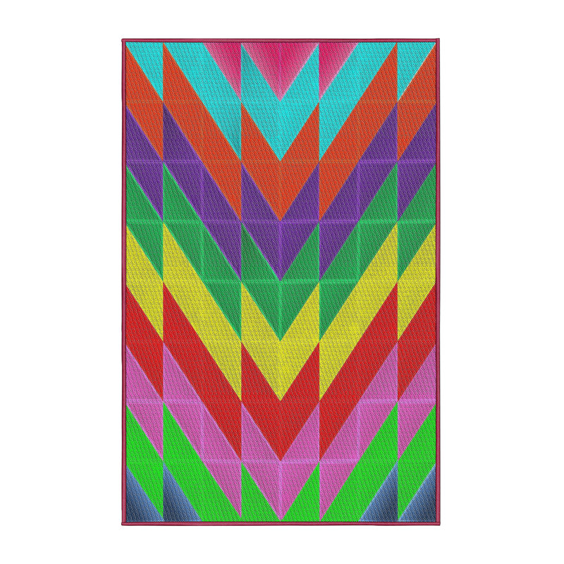 Tapis rouge/vert/bleu Izobel, Rectangle 7 pi x 9 pi