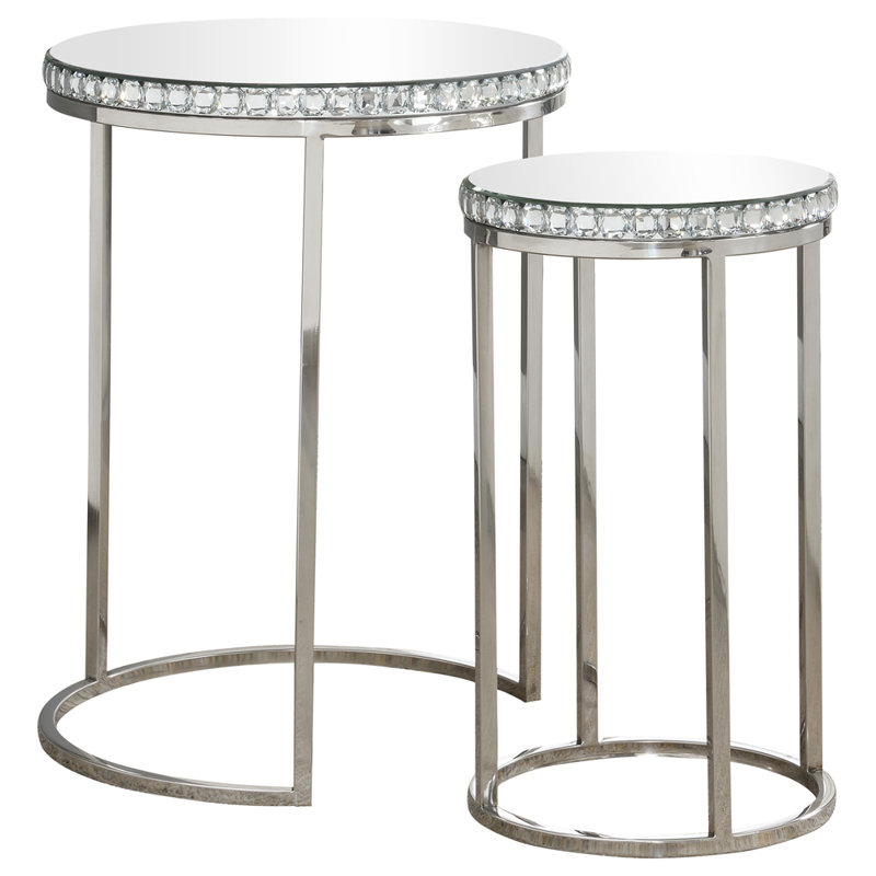 Noureen Mirrored Glass Top Nesting Tables
