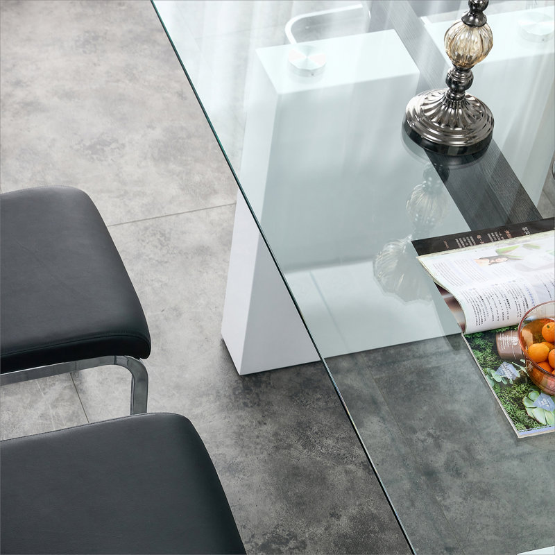 Ayanne Glass Top Dining Table, White