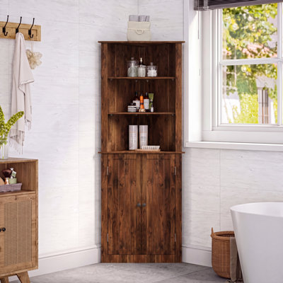 Armoire de coin avec tablette ouverte