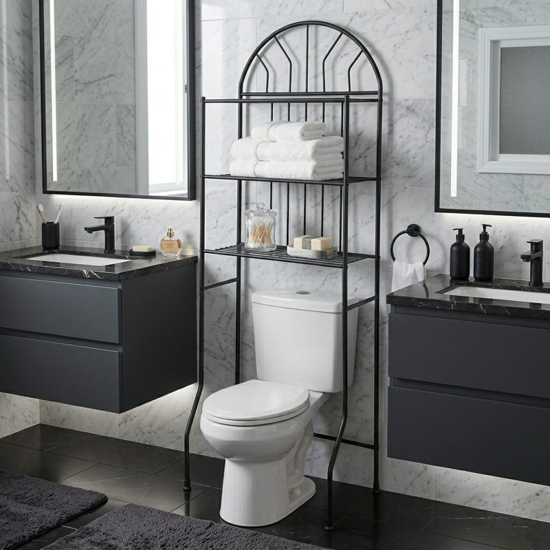 Stylish And Functional 3-Shelf Over The Toilet Space Saver - White
