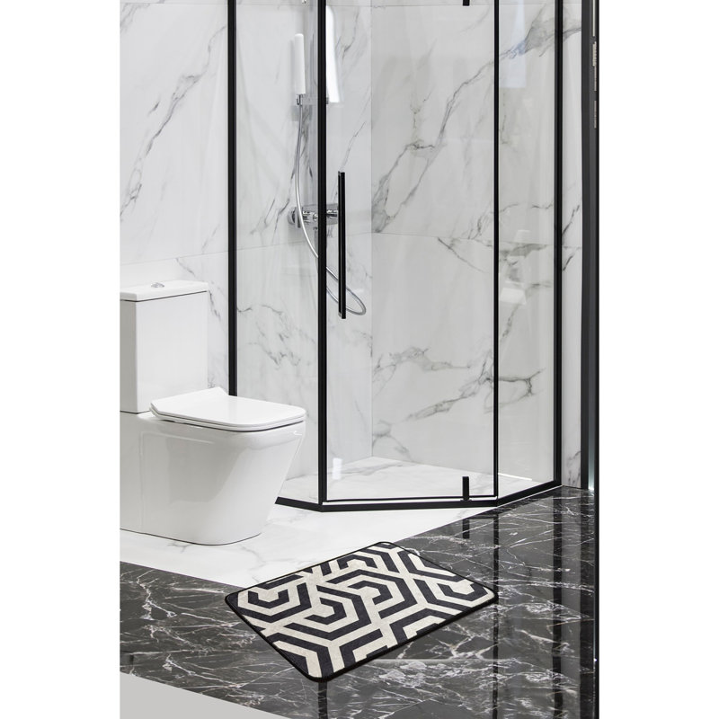 Tapis de bain antidérapant 100% polyester, 15,8 po x 23,6 po | Antiallergique, anti-poussière et anti-taches, 20,5 oz / m² | Lavable à la machine, facile d'entretien | Idéal pour les salles de bain, design élégant et fonctionnel