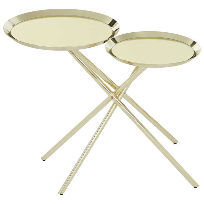 Emile Tray Top Cross Legs End Table, Gold