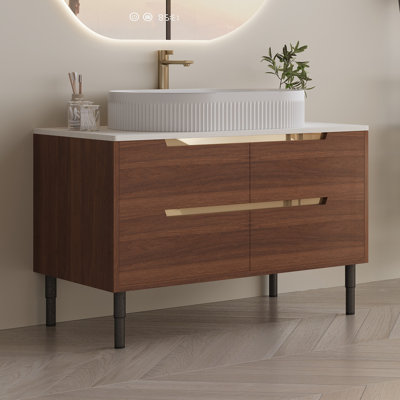 Meuble-lavabo moderne ajustable résistant à l'eau et meuble-lavabo en noyer moderne