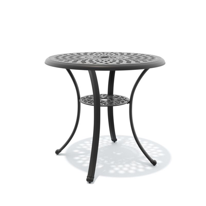 Round Metal Outdoor Dining Table With Umbrella Hole , 31'' in. W 31'' in. D
