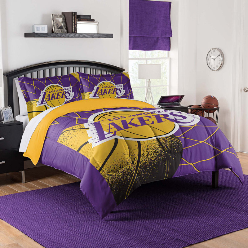 Ensemble d'édredon et de taie décorative Los Angeles Lakers, Édredon pour grand lit + 2 taies décoratives sta